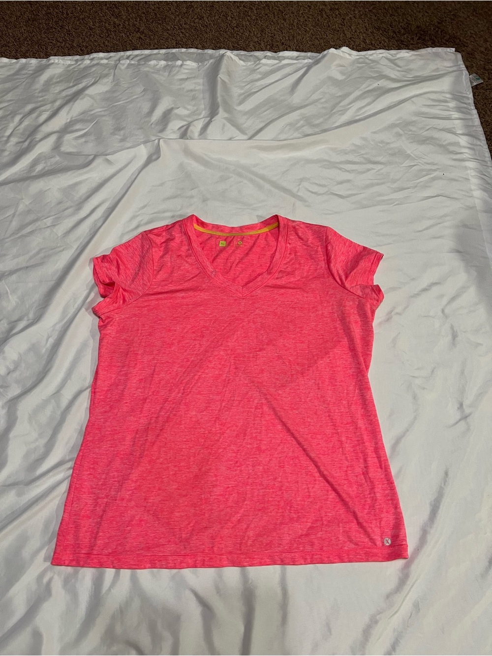 Women’s V-Neck Short Sleeve Tee in Hot Pink